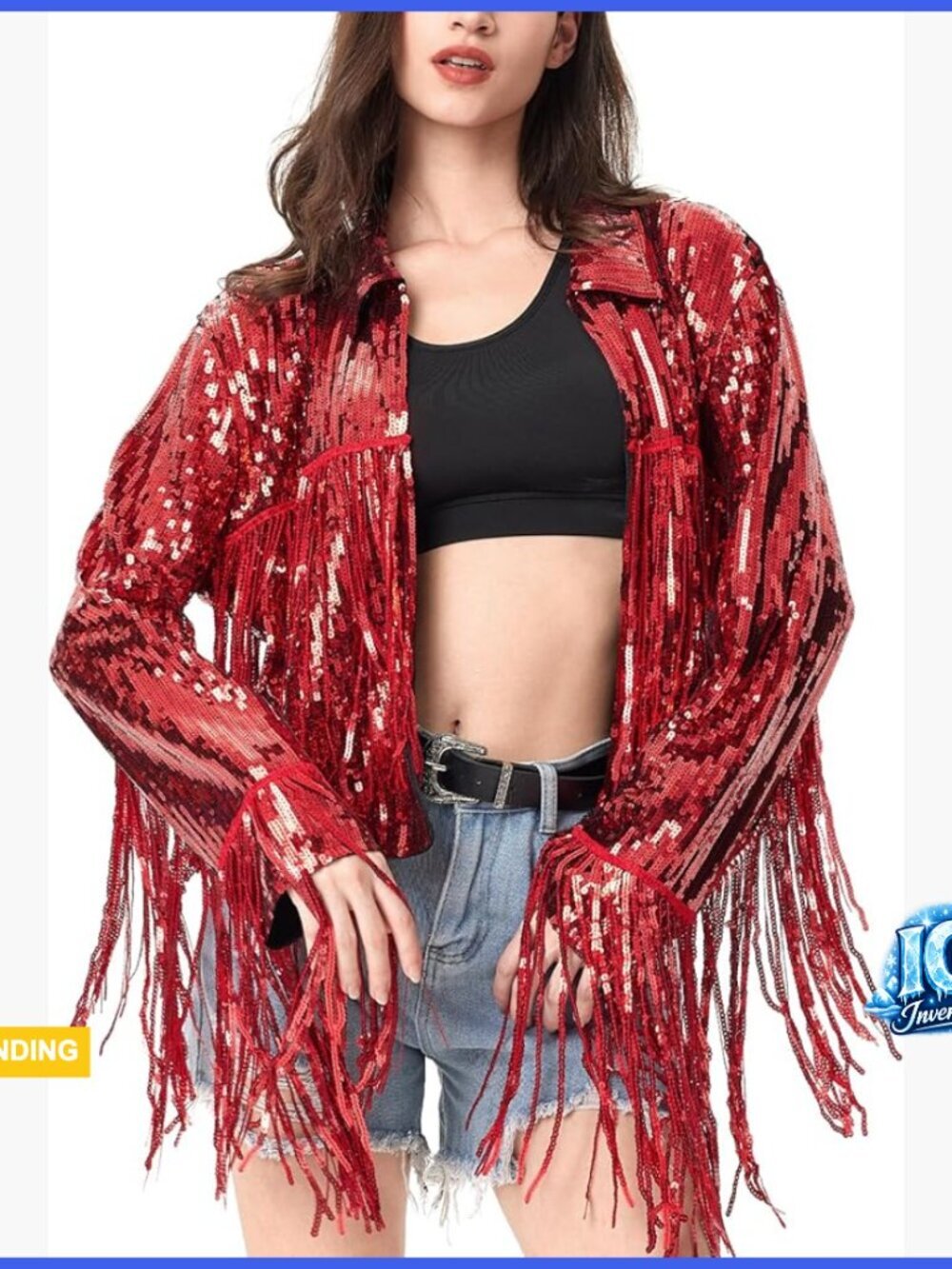 Sequin Tassel Fringe Jacket Polyester Casual Long Sleeve Open Front